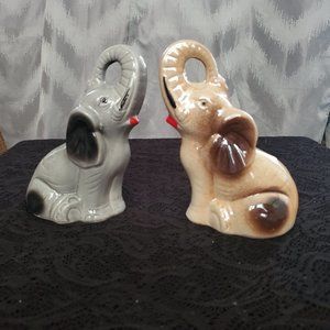 Set of 2 vintage Lustreware ceramic elephant figures